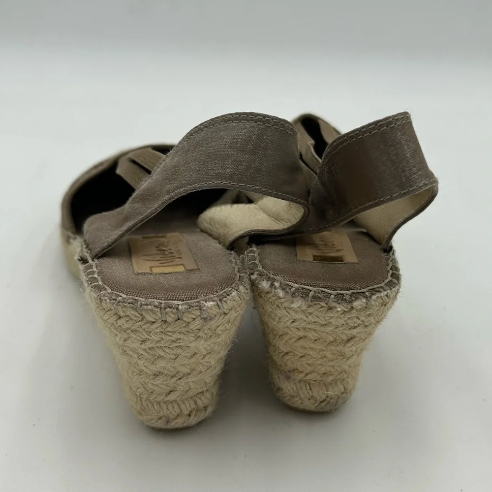 VIDORRETA Corvara Beige Ruffle Mid Wedge Espadrilles